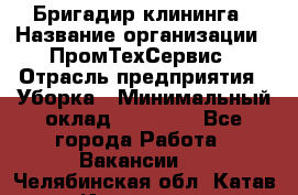 Бригадир клининга › Название организации ­ ПромТехСервис › Отрасль предприятия ­ Уборка › Минимальный оклад ­ 30 000 - Все города Работа » Вакансии   . Челябинская обл.,Катав-Ивановск г.